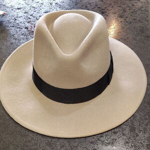Brixton Cream Fedora with Black Trim